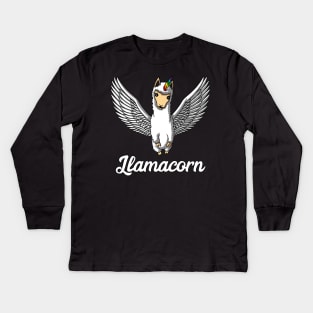 Llamacorn Llama Unicorn Alpaca Kids Long Sleeve T-Shirt